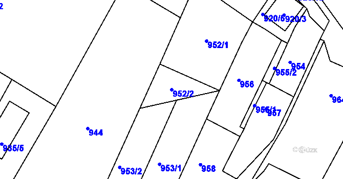 Parcela st. 952/2 v KÚ Šatov, Katastrální mapa