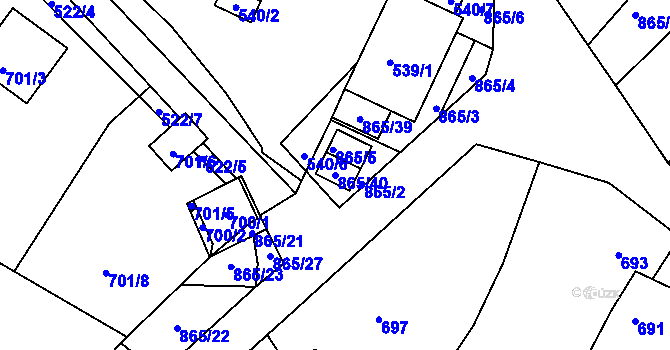 Parcela st. 865/40 v KÚ Šatov, Katastrální mapa