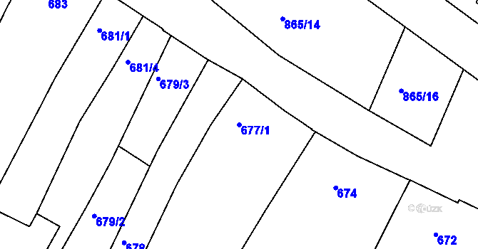 Parcela st. 677/1 v KÚ Šatov, Katastrální mapa
