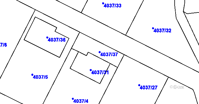 Parcela st. 4037/37 v KÚ Šatov, Katastrální mapa