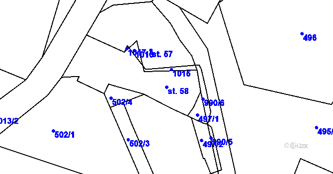 Parcela st. 58 v KÚ Strnadice, Katastrální mapa