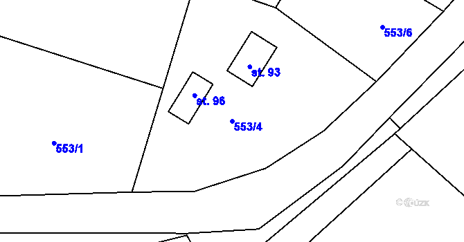 Parcela st. 553/4 v KÚ Strnadice, Katastrální mapa