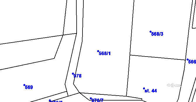 Parcela st. 568/1 v KÚ Strnadice, Katastrální mapa
