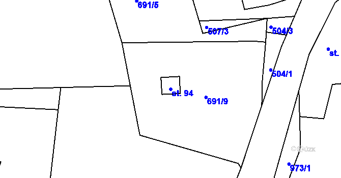 Parcela st. 94 v KÚ Strnadice, Katastrální mapa
