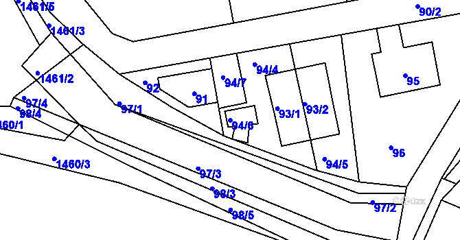 Parcela st. 94/6 v KÚ Šeberov, Katastrální mapa
