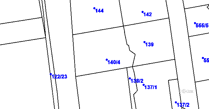 Parcela st. 140 v KÚ Šeberov, Katastrální mapa