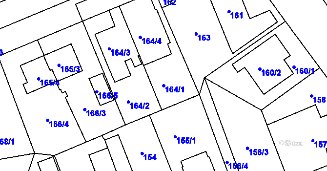 Parcela st. 164/1 v KÚ Šeberov, Katastrální mapa