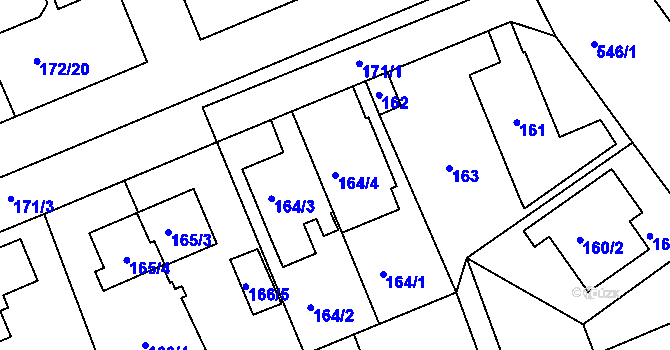 Parcela st. 164/4 v KÚ Šeberov, Katastrální mapa