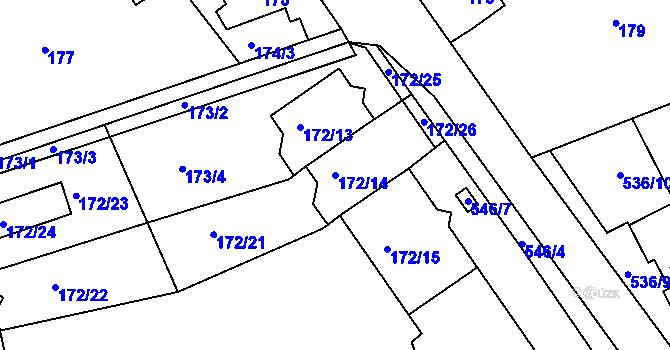Parcela st. 172/14 v KÚ Šeberov, Katastrální mapa