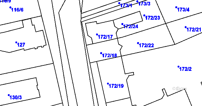 Parcela st. 172/18 v KÚ Šeberov, Katastrální mapa