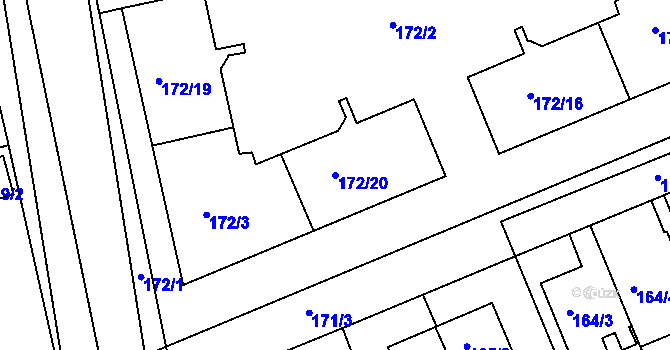 Parcela st. 172/20 v KÚ Šeberov, Katastrální mapa