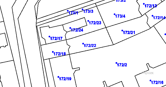 Parcela st. 172/22 v KÚ Šeberov, Katastrální mapa