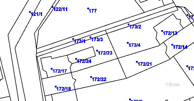 Parcela st. 172/23 v KÚ Šeberov, Katastrální mapa