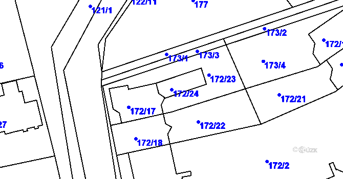 Parcela st. 172/24 v KÚ Šeberov, Katastrální mapa