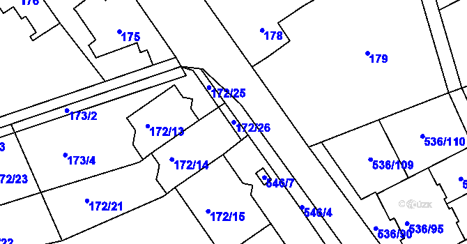 Parcela st. 172/26 v KÚ Šeberov, Katastrální mapa