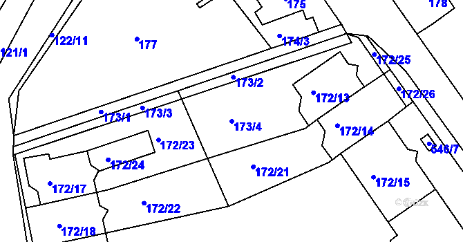 Parcela st. 173/4 v KÚ Šeberov, Katastrální mapa