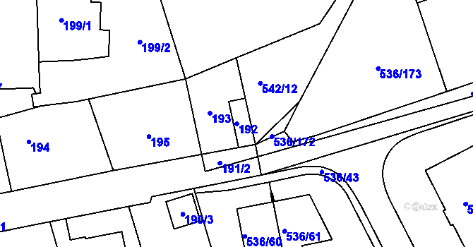 Parcela st. 192 v KÚ Šeberov, Katastrální mapa