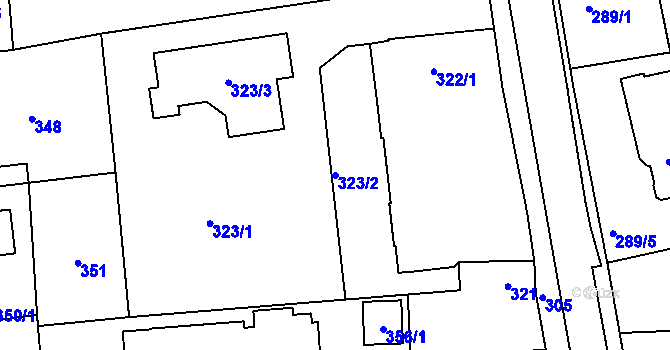 Parcela st. 323/2 v KÚ Šeberov, Katastrální mapa
