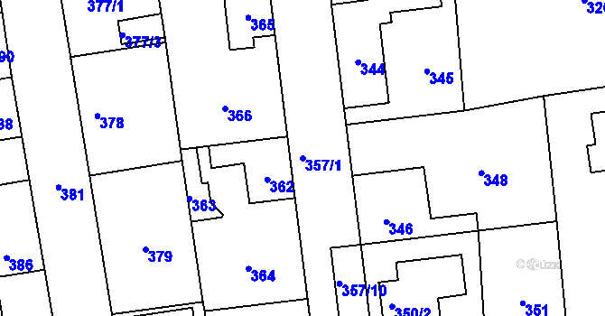 Parcela st. 357/1 v KÚ Šeberov, Katastrální mapa