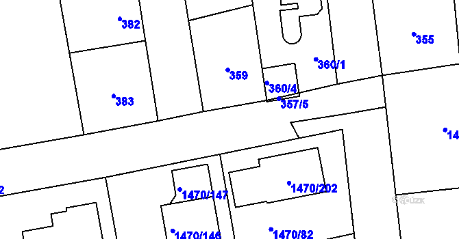 Parcela st. 357/2 v KÚ Šeberov, Katastrální mapa