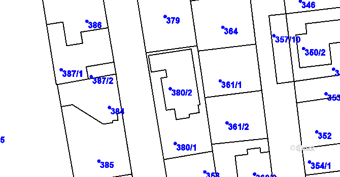 Parcela st. 380/2 v KÚ Šeberov, Katastrální mapa