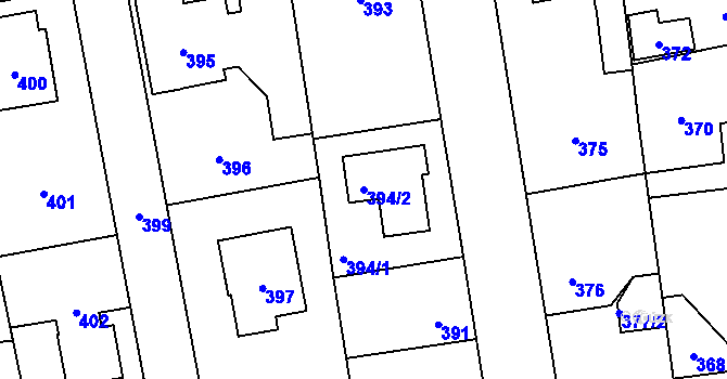 Parcela st. 394/2 v KÚ Šeberov, Katastrální mapa