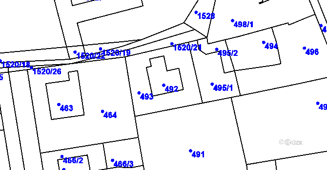 Parcela st. 492 v KÚ Šeberov, Katastrální mapa