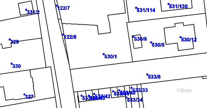Parcela st. 530/1 v KÚ Šeberov, Katastrální mapa