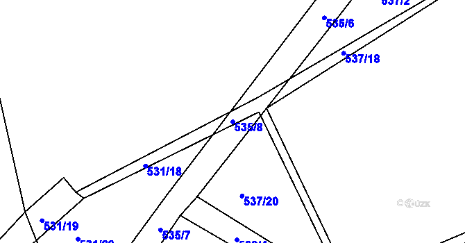 Parcela st. 535/8 v KÚ Šeberov, Katastrální mapa