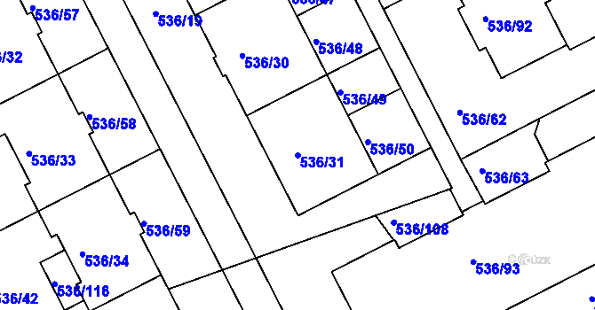 Parcela st. 536/31 v KÚ Šeberov, Katastrální mapa