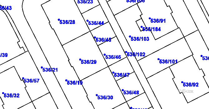 Parcela st. 536/46 v KÚ Šeberov, Katastrální mapa
