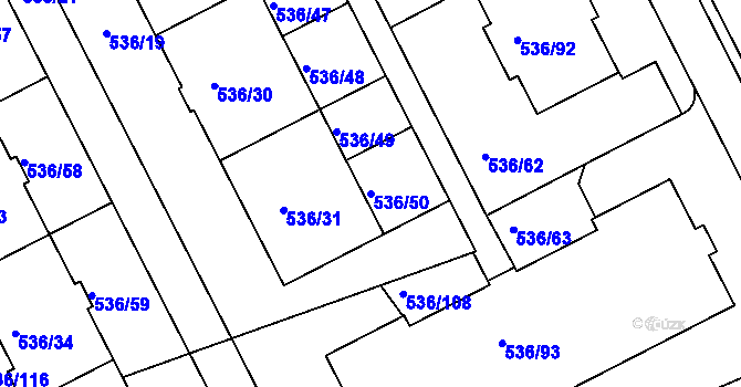 Parcela st. 536/50 v KÚ Šeberov, Katastrální mapa
