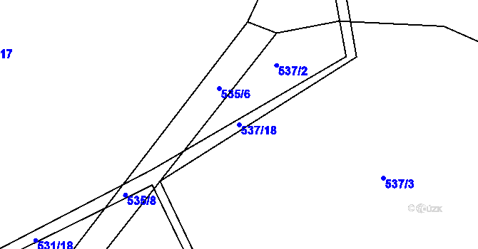 Parcela st. 537/18 v KÚ Šeberov, Katastrální mapa