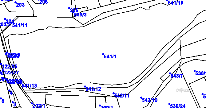 Parcela st. 541/1 v KÚ Šeberov, Katastrální mapa