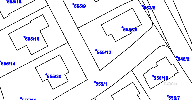 Parcela st. 555/12 v KÚ Šeberov, Katastrální mapa