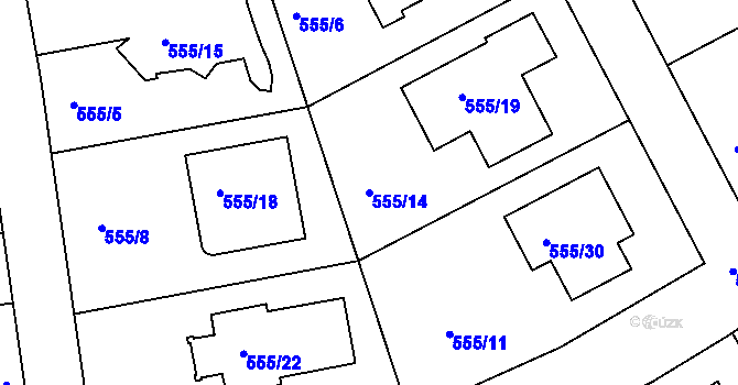 Parcela st. 555/14 v KÚ Šeberov, Katastrální mapa