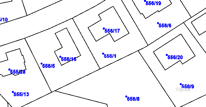 Parcela st. 556/1 v KÚ Šeberov, Katastrální mapa