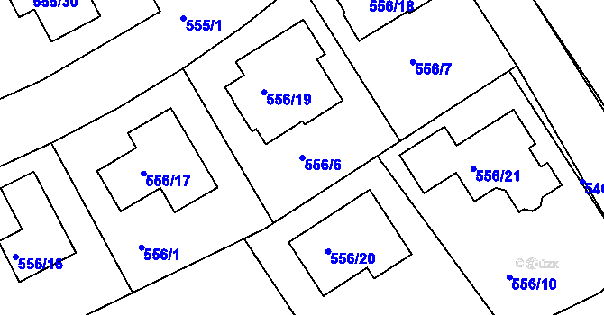 Parcela st. 556/6 v KÚ Šeberov, Katastrální mapa