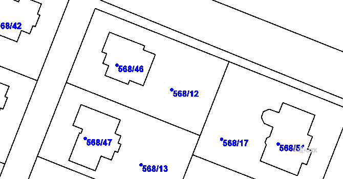 Parcela st. 568/12 v KÚ Šeberov, Katastrální mapa