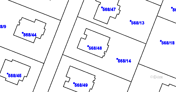 Parcela st. 568/48 v KÚ Šeberov, Katastrální mapa