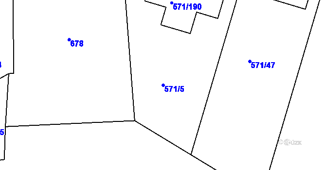 Parcela st. 571/5 v KÚ Šeberov, Katastrální mapa