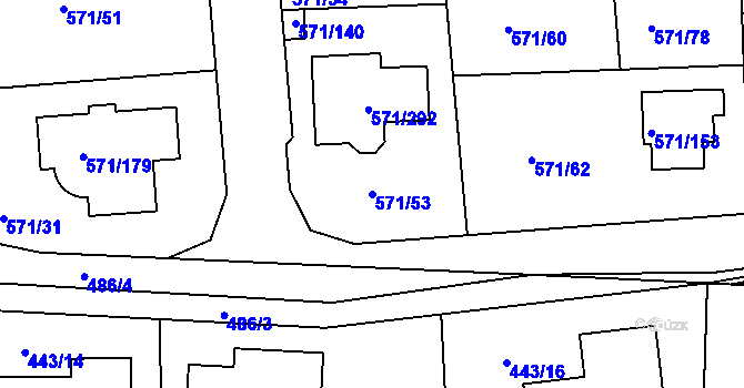 Parcela st. 571/53 v KÚ Šeberov, Katastrální mapa
