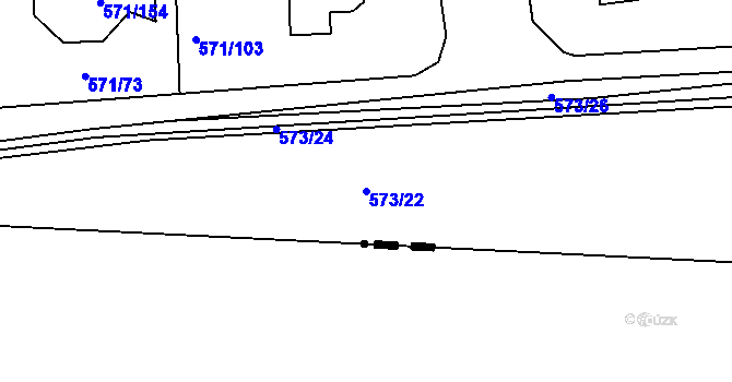 Parcela st. 573/22 v KÚ Šeberov, Katastrální mapa