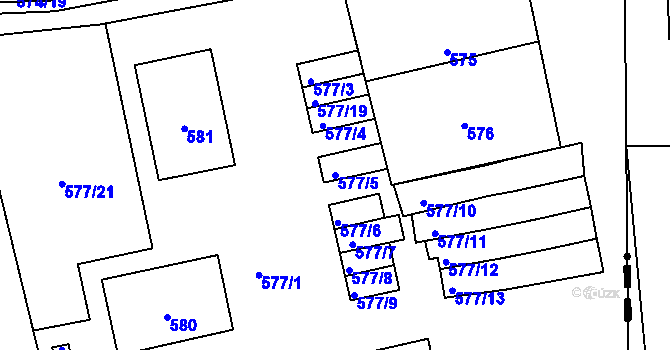 Parcela st. 577/5 v KÚ Šeberov, Katastrální mapa