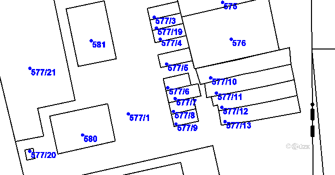 Parcela st. 577/6 v KÚ Šeberov, Katastrální mapa