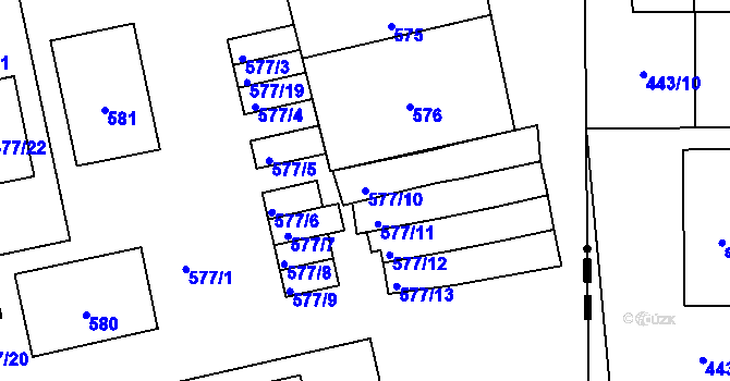 Parcela st. 577/10 v KÚ Šeberov, Katastrální mapa