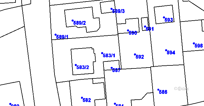 Parcela st. 583/1 v KÚ Šeberov, Katastrální mapa