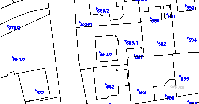 Parcela st. 583/2 v KÚ Šeberov, Katastrální mapa