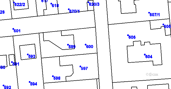Parcela st. 600 v KÚ Šeberov, Katastrální mapa