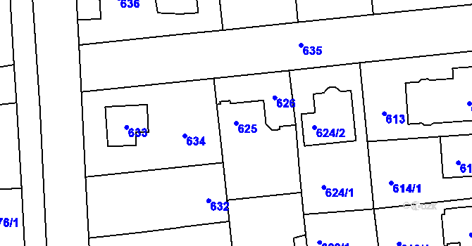 Parcela st. 625 v KÚ Šeberov, Katastrální mapa